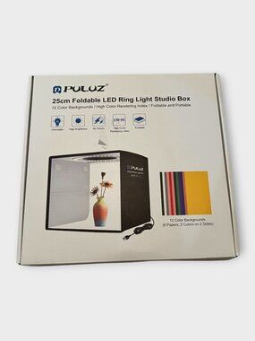 PULUZ 25cm Foldable LED Ring Light Photo Studio Box